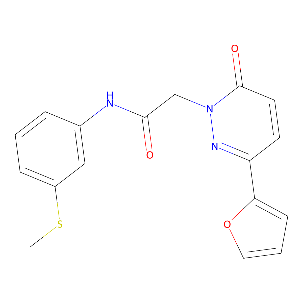 2-(3-(furan-2-yl)-6-oxopyridazin-1(6H)-yl)-N-(3-(methylthio)phenyl)acetamide molecular structure, CAS 1401538-15-5