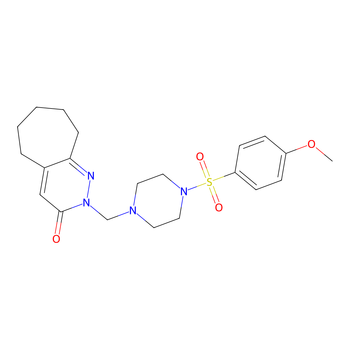 2-({4-[(4-methoxyphenyl)sulfonyl]piperazin-1-yl}methyl)-2,5,6,7,8,9-hexahydro-3H-cyclohepta[c]pyridazin-3-one molecular structure, CAS 1401538-18-8