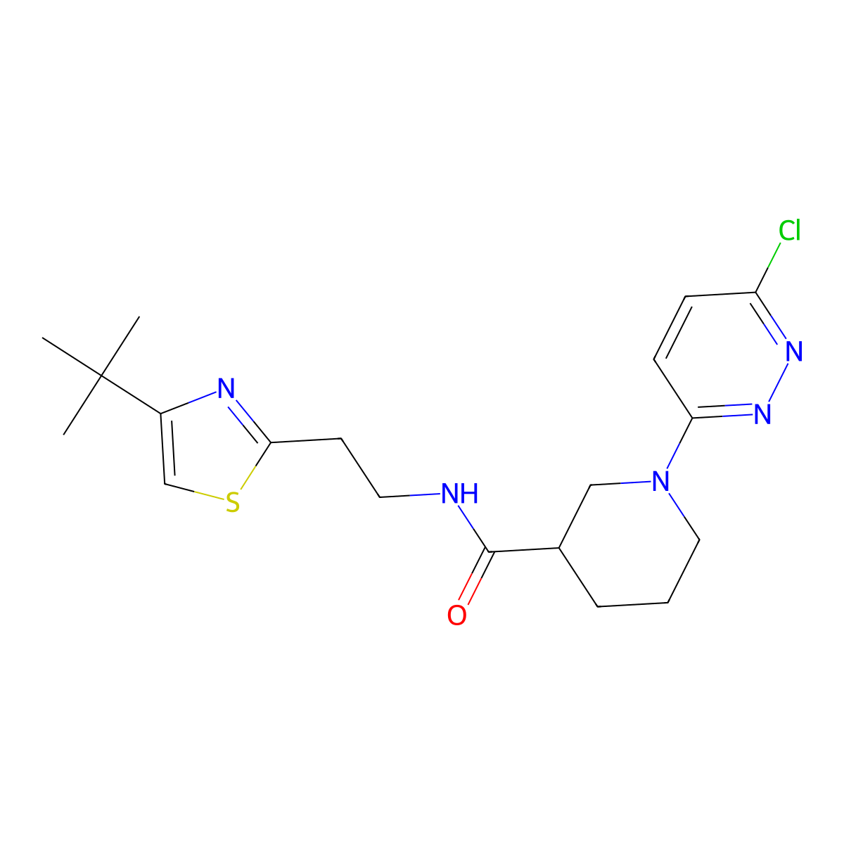 N-(2-(4-(tert-butyl)thiazol-2-yl)ethyl)-1-(6-chloropyridazin-3-yl)piperidine-3-carboxamide molecular structure, CAS 1401538-26-8