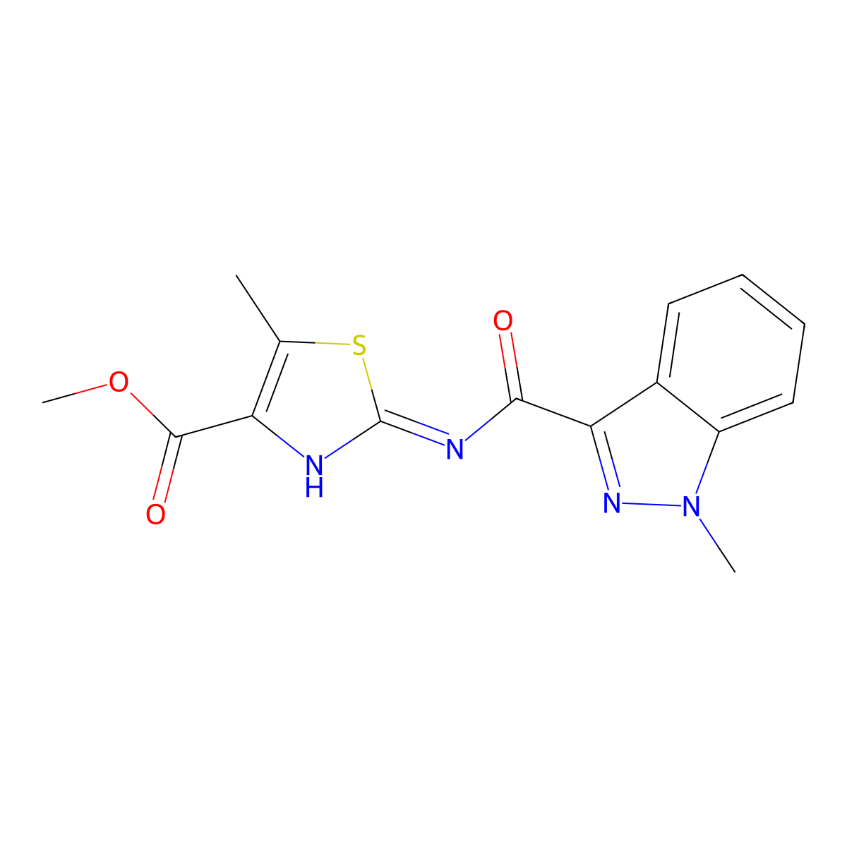 methyl 5-methyl-2-{[(1-methyl-1H-indazol-3-yl)carbonyl]amino}-1,3-thiazole-4-carboxylate molecular structure, CAS 1401539-94-3