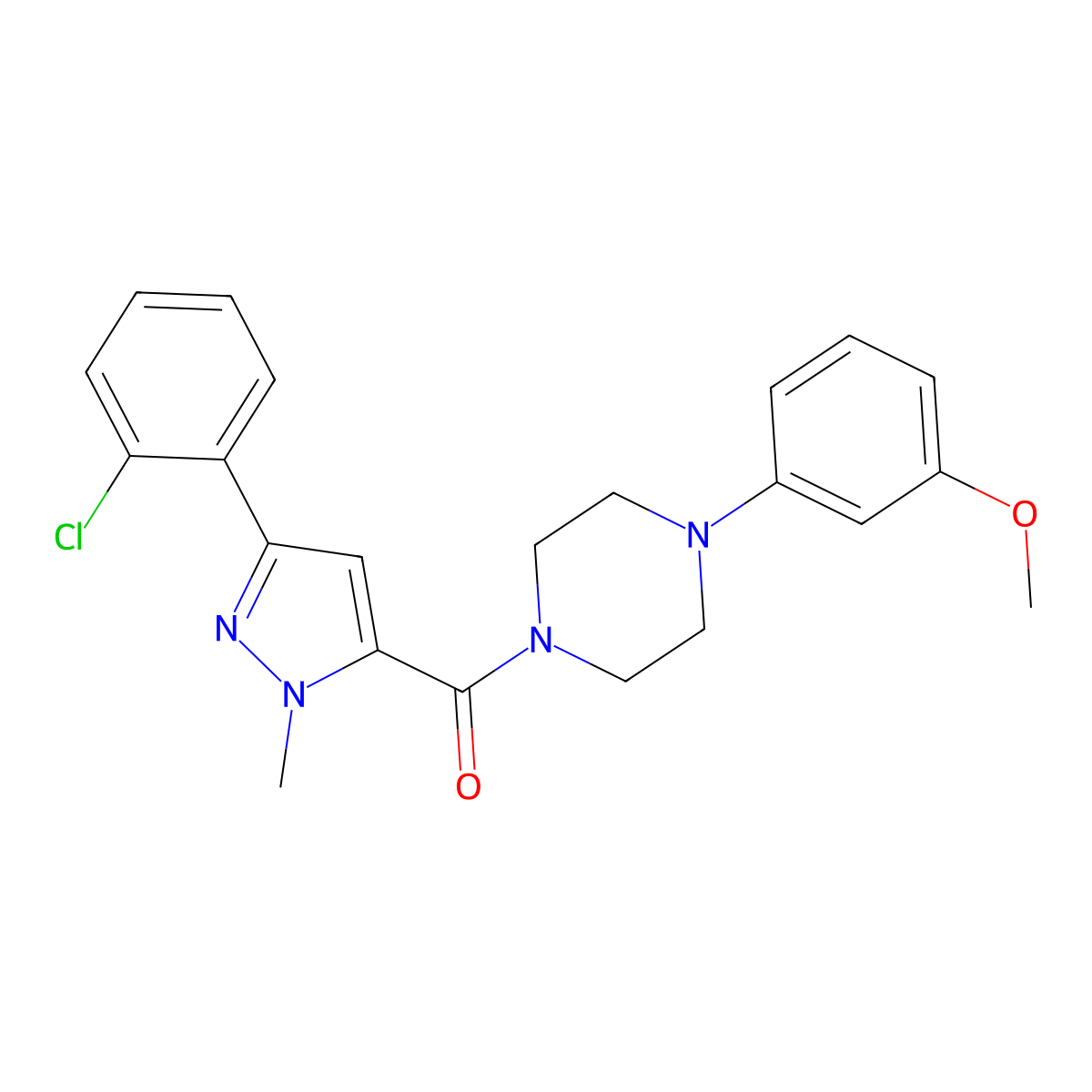 [3-(2-chlorophenyl)-1-methyl-1H-pyrazol-5-yl][4-(3-methoxyphenyl)piperazino]methanone molecular structure, CAS 1401539-99-8
