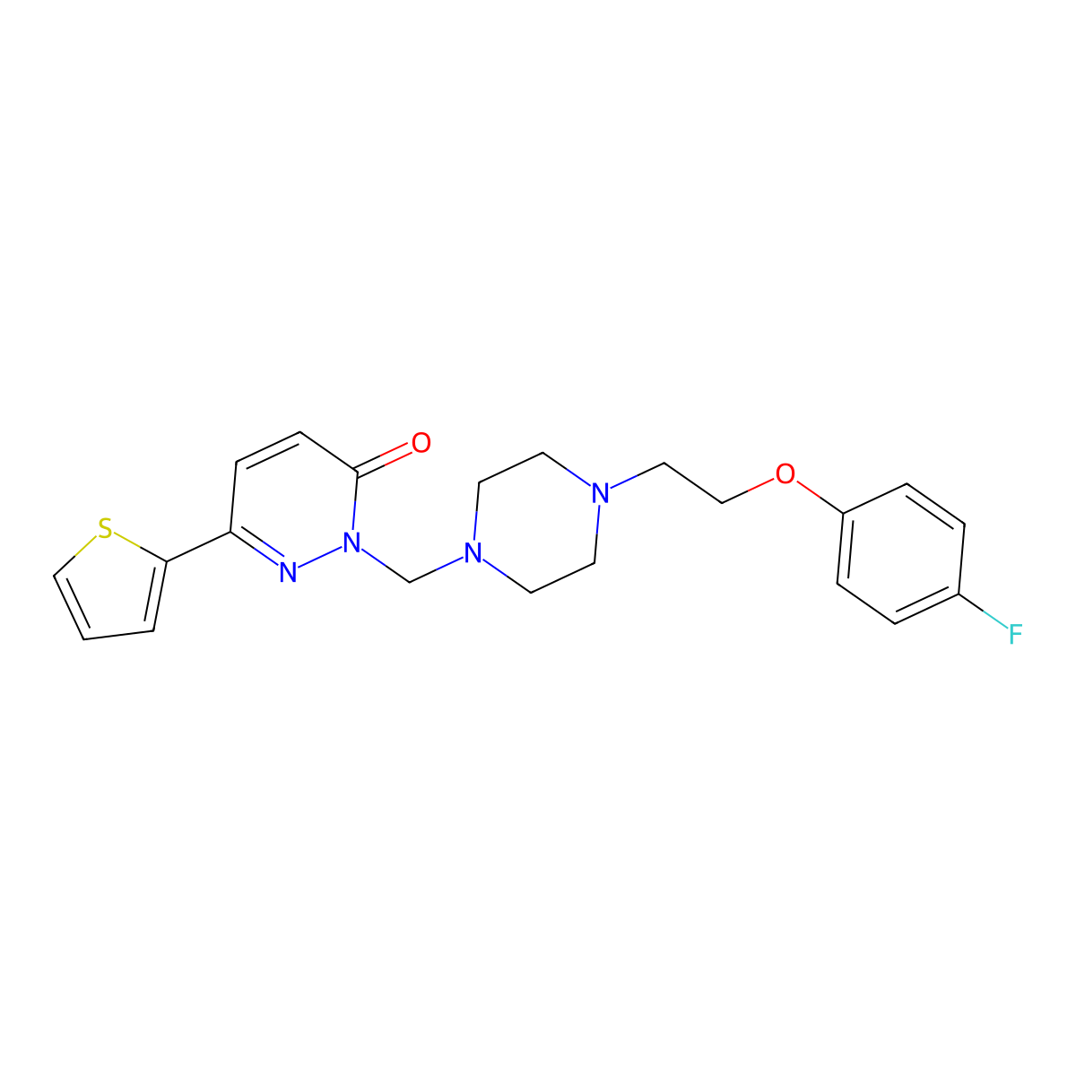 2-({4-[2-(4-fluorophenoxy)ethyl]piperazin-1-yl}methyl)-6-(thiophen-2-yl)pyridazin-3(2H)-one molecular structure, CAS 1401540-03-1