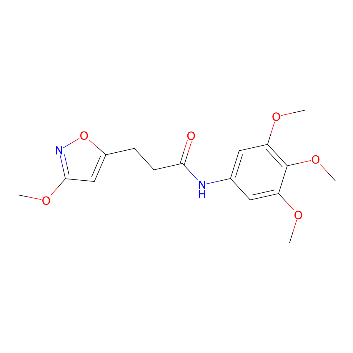 3-(3-methoxy-1,2-oxazol-5-yl)-N-(3,4,5-trimethoxyphenyl)propanamide molecular structure, CAS 1401540-36-0