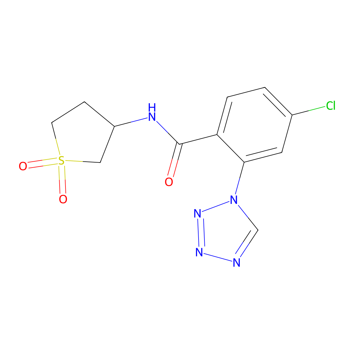 4-chloro-N-(1,1-dioxidotetrahydrothiophen-3-yl)-2-(1H-tetrazol-1-yl)benzamide molecular structure, CAS 1401540-50-8
