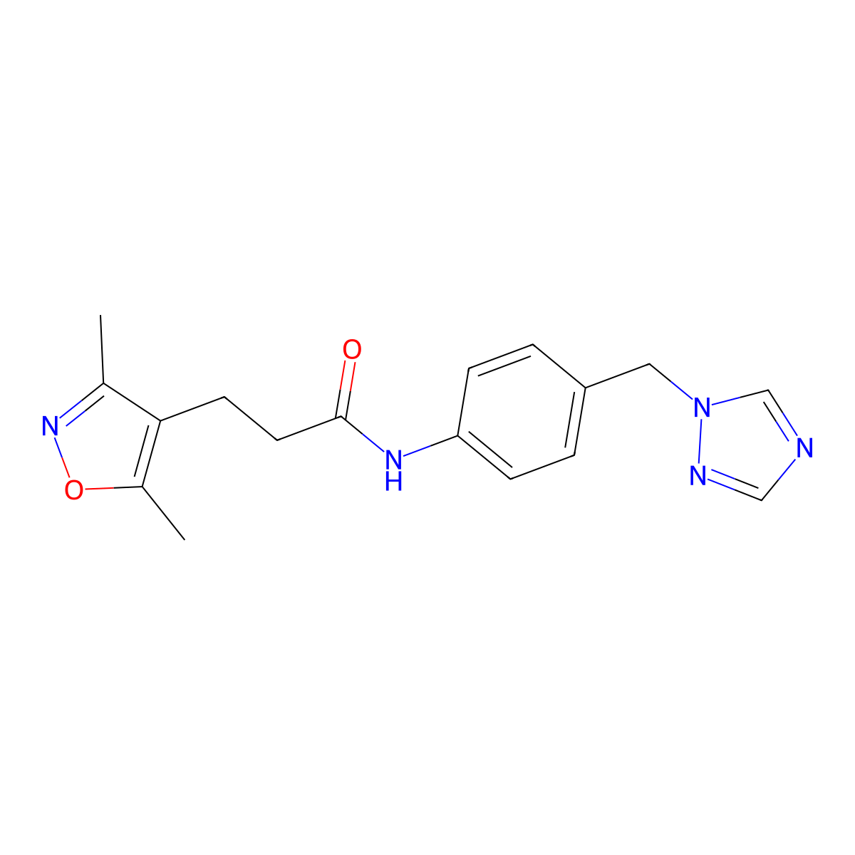 3-(3,5-dimethyl-1,2-oxazol-4-yl)-N-[4-(1H-1,2,4-triazol-1-ylmethyl)phenyl]propanamide molecular structure, CAS 1401540-53-1