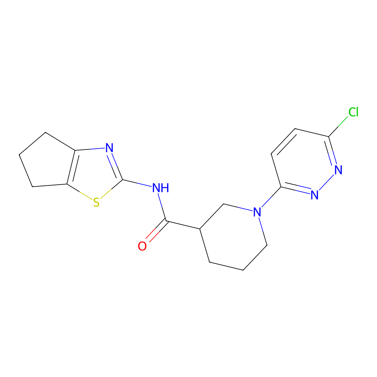 1-(6-chloropyridazin-3-yl)-N-(5,6-dihydro-4H-cyclopenta[d]thiazol-2-yl)piperidine-3-carboxamide molecular structure, CAS 1401540-57-5