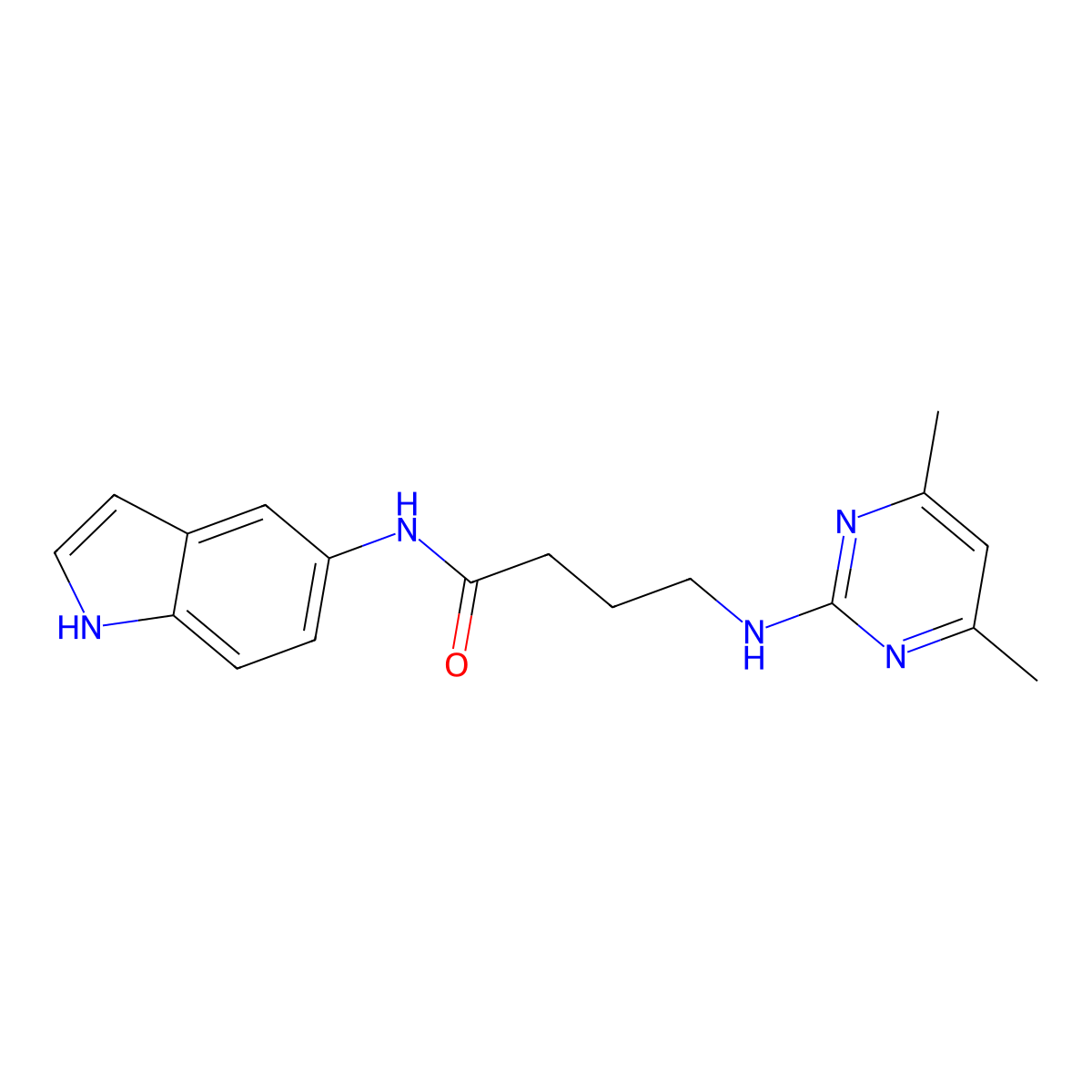 4-((4,6-dimethylpyrimidin-2-yl)amino)-N-(1H-indol-5-yl)butanamide molecular structure, CAS 1401540-58-6