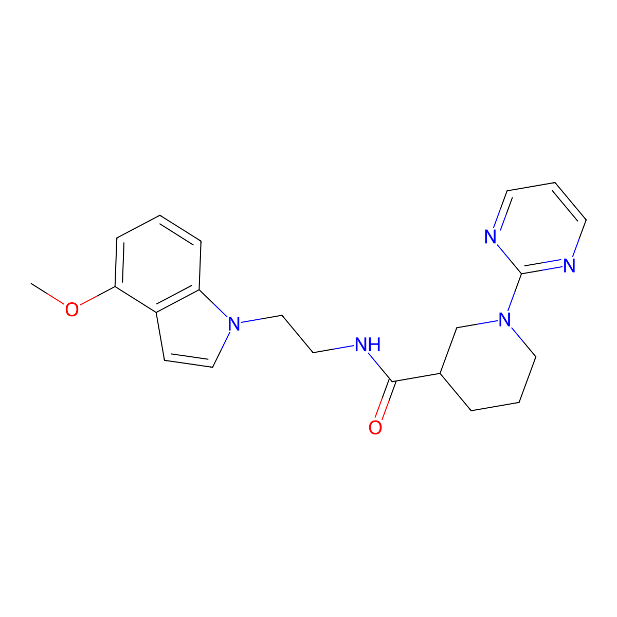 N-[2-(4-methoxy-1H-indol-1-yl)ethyl]-1-(2-pyrimidinyl)-3-piperidinecarboxamide molecular structure, CAS 1401540-63-3