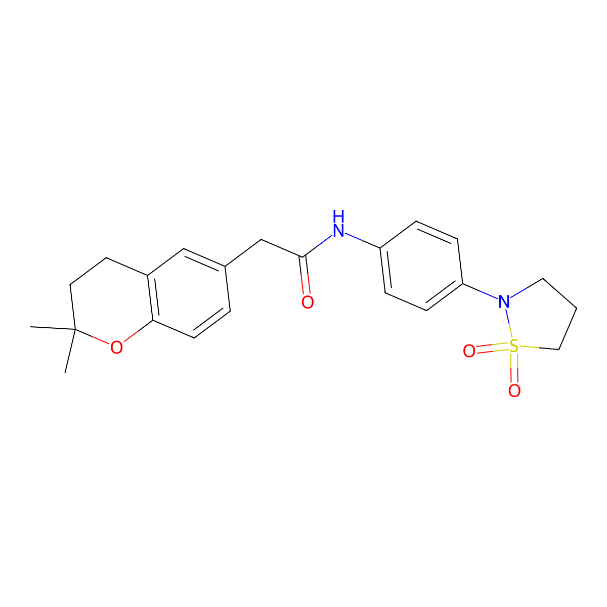 2-(2,2-dimethyl-3,4-dihydro-2H-chromen-6-yl)-N-[4-(1,1-dioxido-1,2-thiazolidin-2-yl)phenyl]acetamide molecular structure, CAS 1401540-71-3