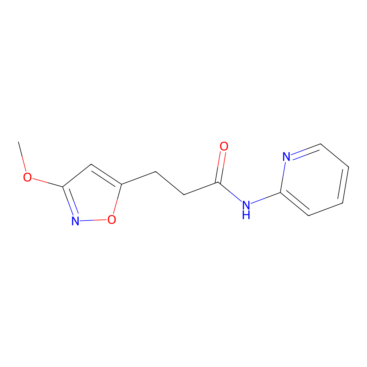 3-(3-methoxyisoxazol-5-yl)-N-(pyridin-2-yl)propanamide molecular structure, CAS 1401540-89-3