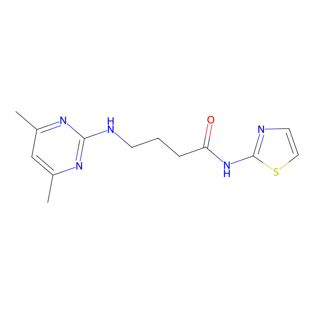 4-((4,6-dimethylpyrimidin-2-yl)amino)-N-(thiazol-2-yl)butanamide molecular structure, CAS 1401540-94-0