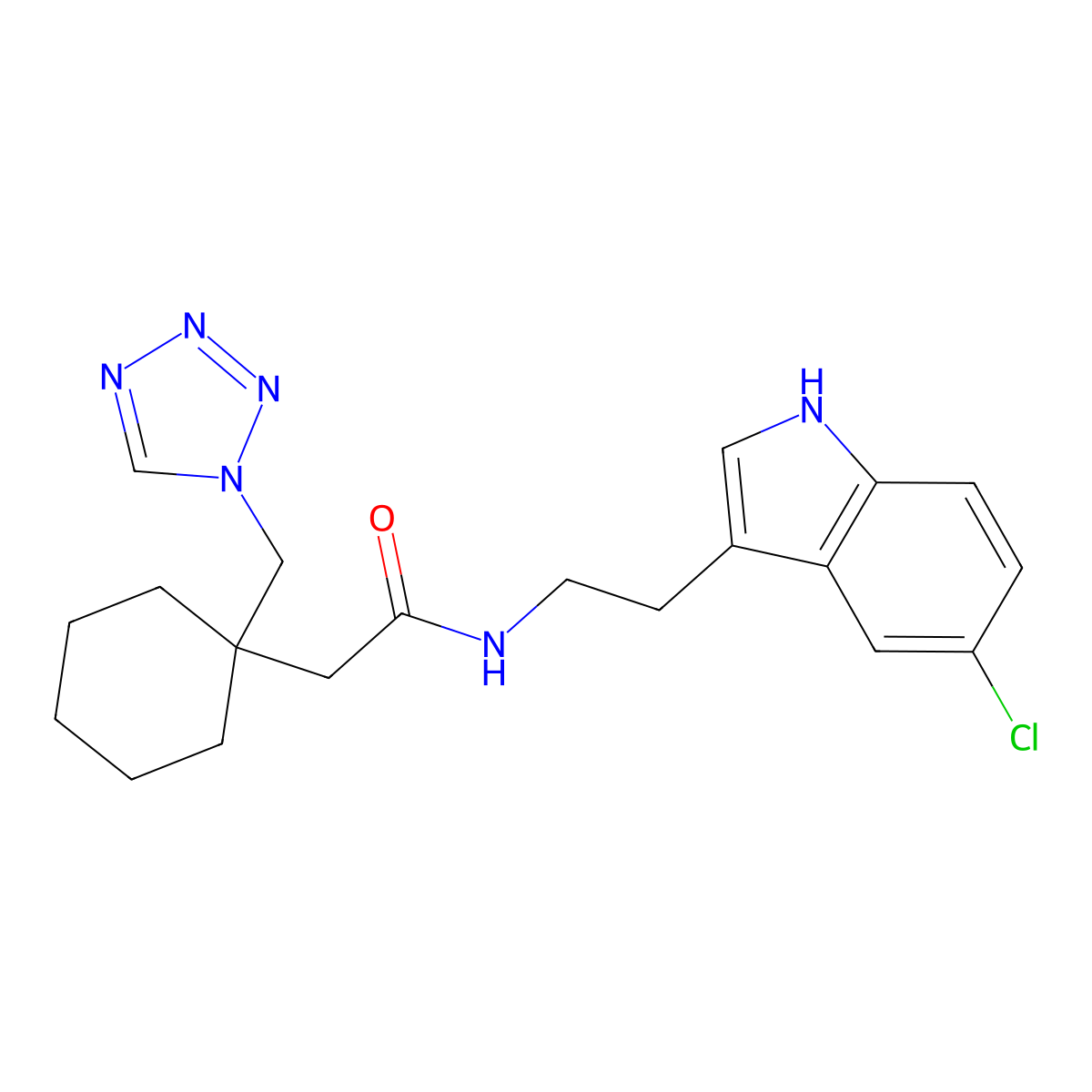 N-[2-(5-chloro-1H-indol-3-yl)ethyl]-2-[1-(1H-1,2,3,4-tetraazol-1-ylmethyl)cyclohexyl]acetamide molecular structure, CAS 1401541-07-8