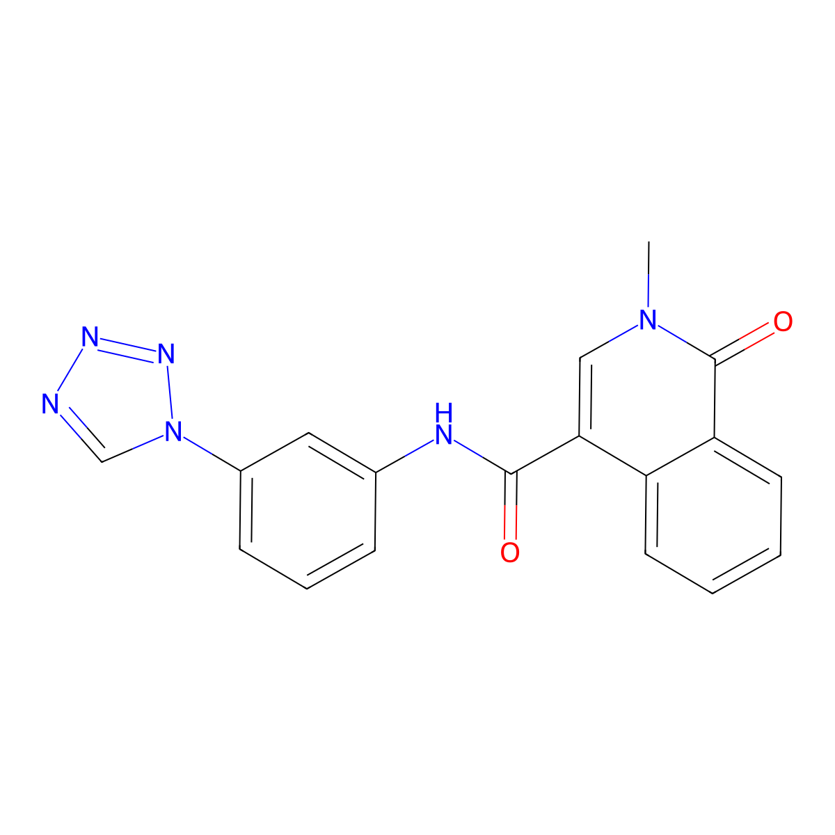 2-methyl-1-oxo-N-[3-(1H-tetrazol-1-yl)phenyl]-1,2-dihydroisoquinoline-4-carboxamide molecular structure, CAS 1401541-13-6