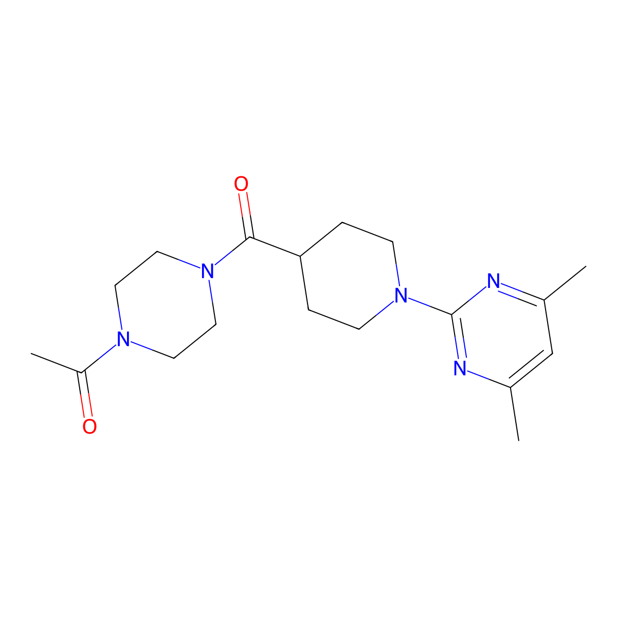 1-(4-{[1-(4,6-Dimethylpyrimidin-2-yl)piperidin-4-yl]carbonyl}piperazin-1-yl)ethanone molecular structure, CAS 1401541-14-7