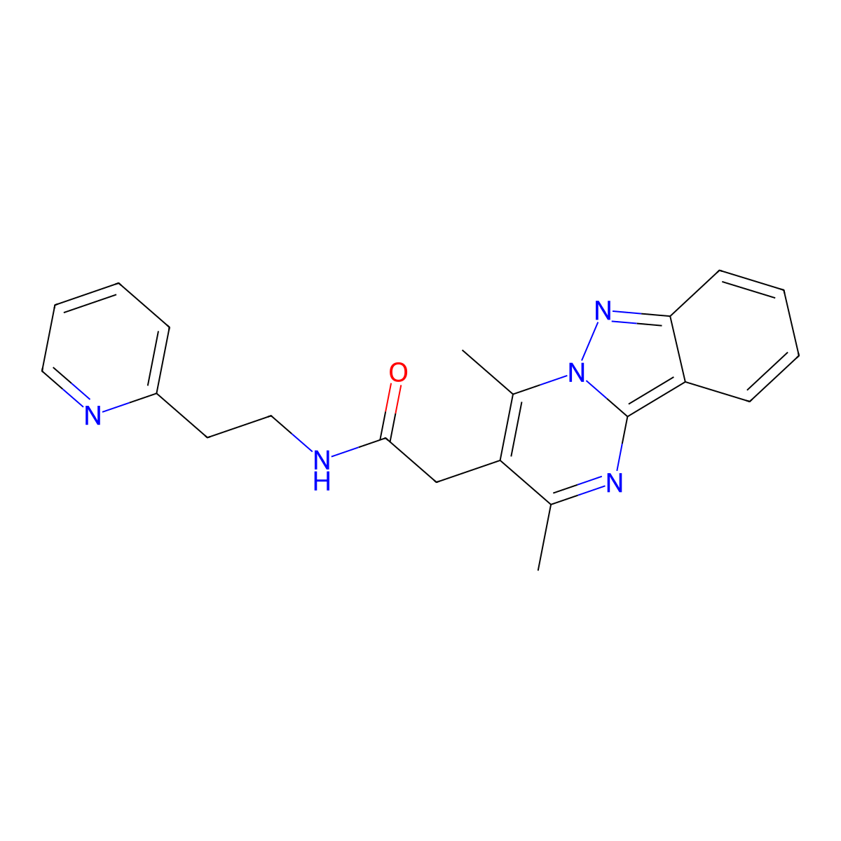 2-(2,4-dimethylpyrimido[1,2-b]indazol-3-yl)-N-[2-(2-pyridyl)ethyl]acetamide molecular structure, CAS 1401541-18-1