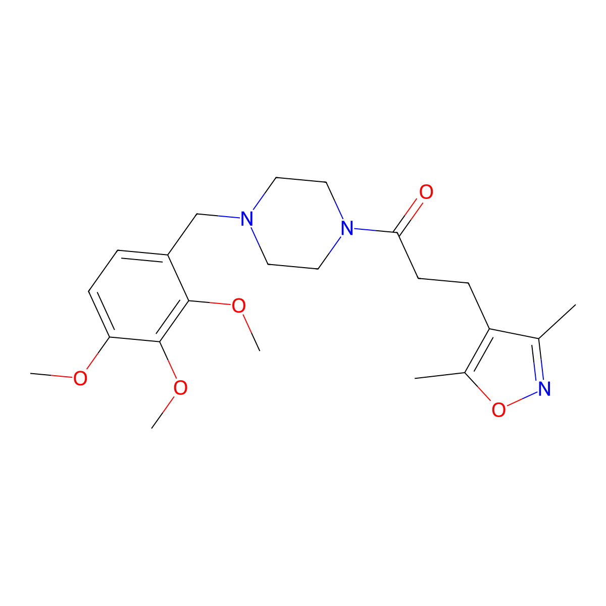 3-(3,5-Dimethyl-1,2-oxazol-4-yl)-1-[4-(2,3,4-trimethoxybenzyl)piperazin-1-yl]propan-1-one molecular structure, CAS 1401541-36-3