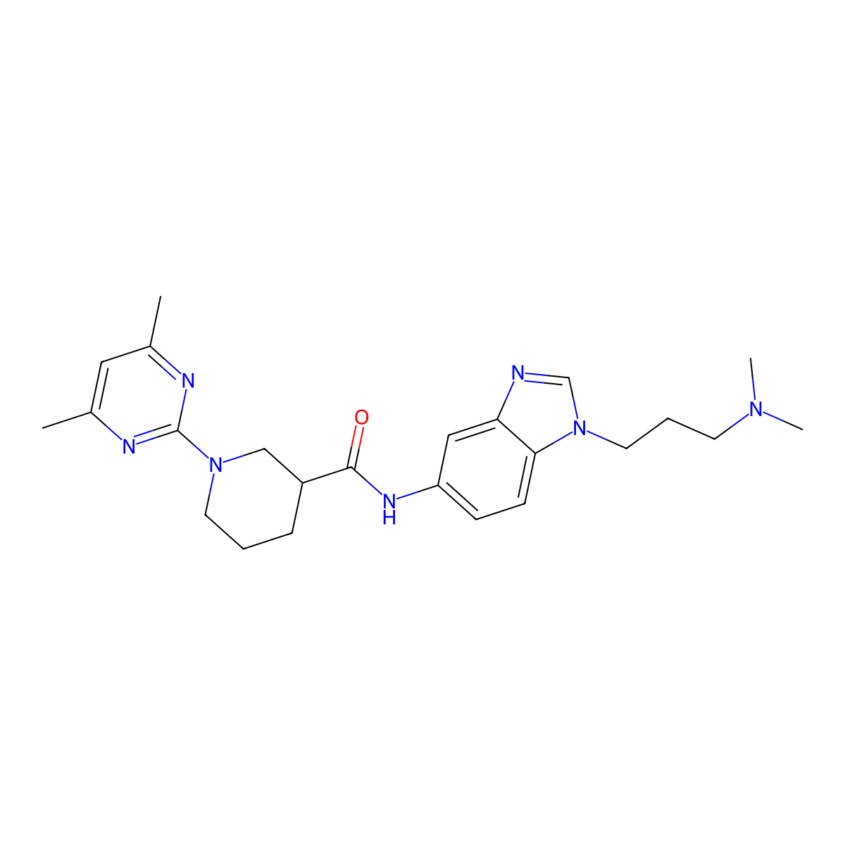 N-{1-[3-(dimethylamino)propyl]-1H-benzimidazol-5-yl}-1-(4,6-dimethylpyrimidin-2-yl)piperidine-3-carboxamide molecular structure, CAS 1401541-39-6