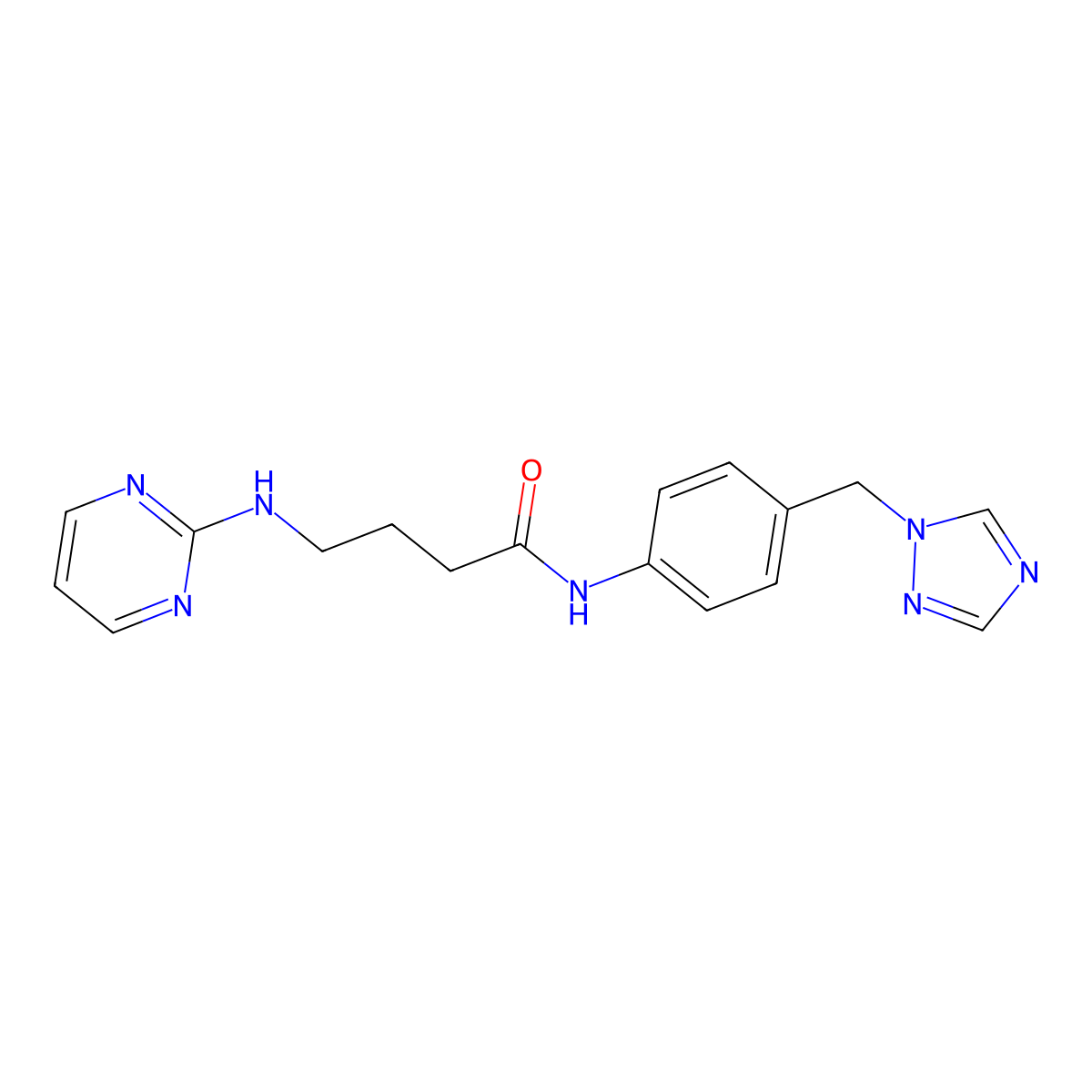 4-(pyrimidin-2-ylamino)-N-[4-(1H-1,2,4-triazol-1-ylmethyl)phenyl]butanamide molecular structure, CAS 1401541-41-0