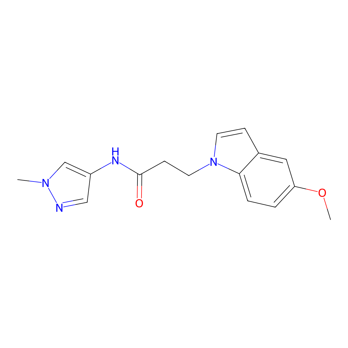 3-(5-methoxy-1H-indol-1-yl)-N-(1-methyl-1H-pyrazol-4-yl)propanamide molecular structure, CAS 1401541-47-6
