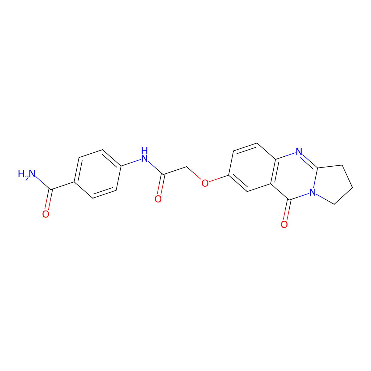 4-({[(9-Oxo-1,2,3,9-tetrahydropyrrolo[2,1-b]quinazolin-7-yl)oxy]acetyl}amino)benzamide molecular structure, CAS 1401541-57-8