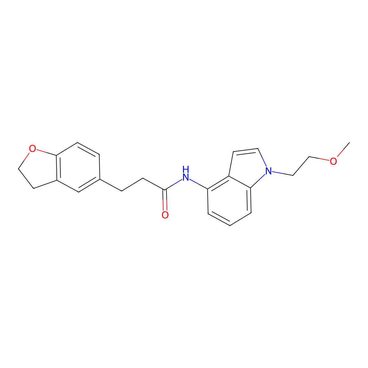 3-(2,3-dihydro-1-benzofuran-5-yl)-N-[1-(2-methoxyethyl)-1H-indol-4-yl]propanamide molecular structure, CAS 1401541-68-1
