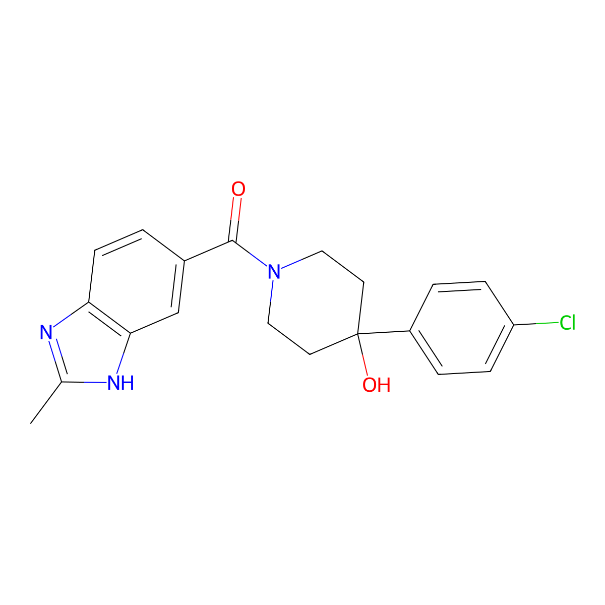 [4-(4-chlorophenyl)-4-hydroxypiperidin-1-yl](2-methyl-1H-benzimidazol-6-yl)methanone molecular structure, CAS 1401541-92-1
