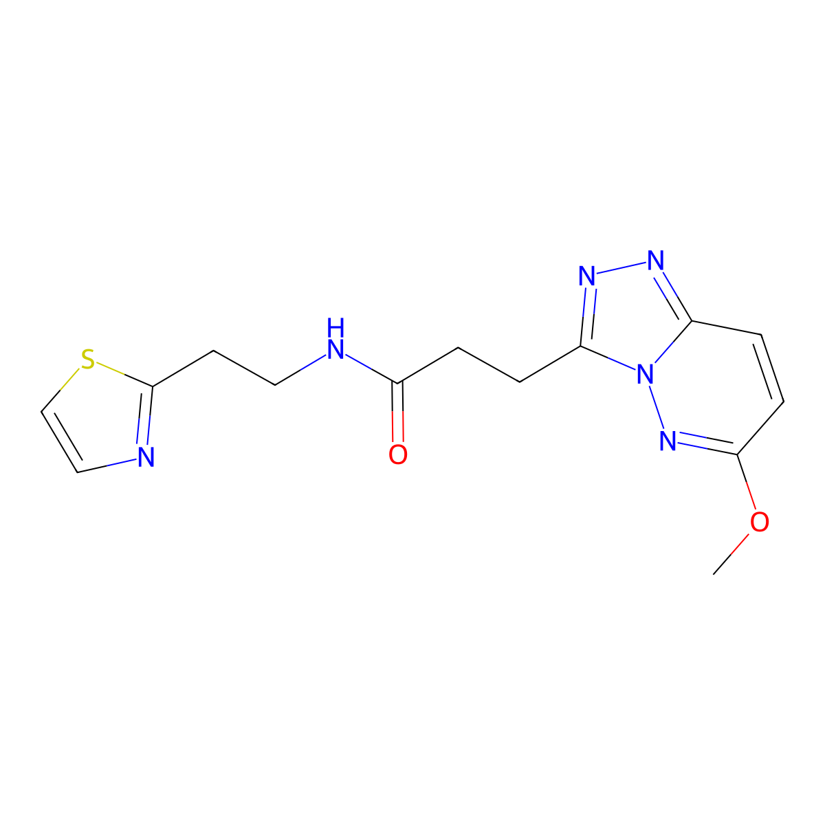 3-(6-methoxy-[1,2,4]triazolo[4,3-b]pyridazin-3-yl)-N-(2-(thiazol-2-yl)ethyl)propanamide molecular structure, CAS 1401542-23-1