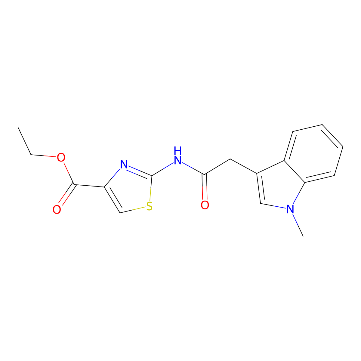 ethyl 2-{[(1-methyl-1H-indol-3-yl)acetyl]amino}-1,3-thiazole-4-carboxylate molecular structure, CAS 1401542-26-4