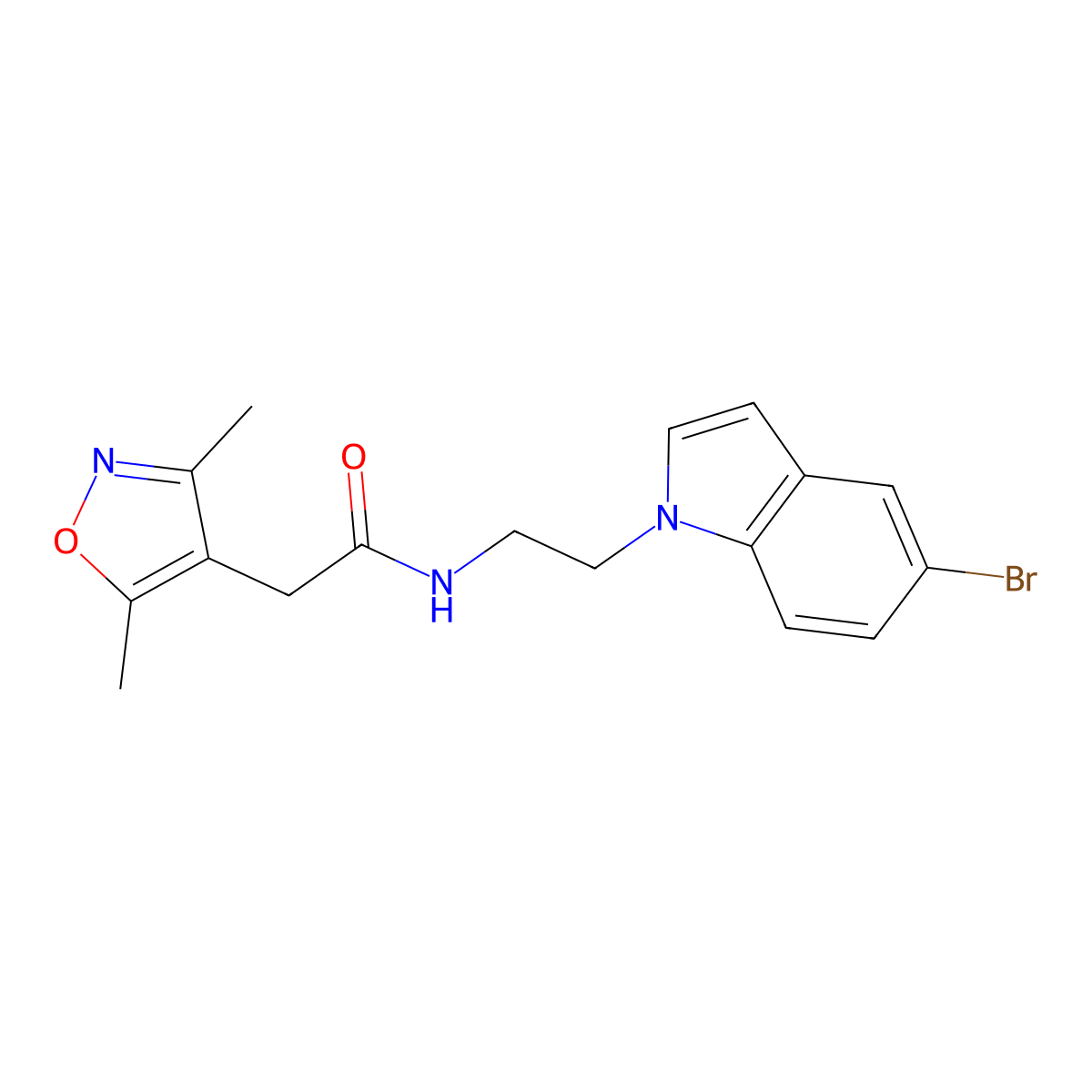 N-[2-(5-bromo-1H-indol-1-yl)ethyl]-2-(3,5-dimethyl-1,2-oxazol-4-yl)acetamide molecular structure, CAS 1401542-44-6