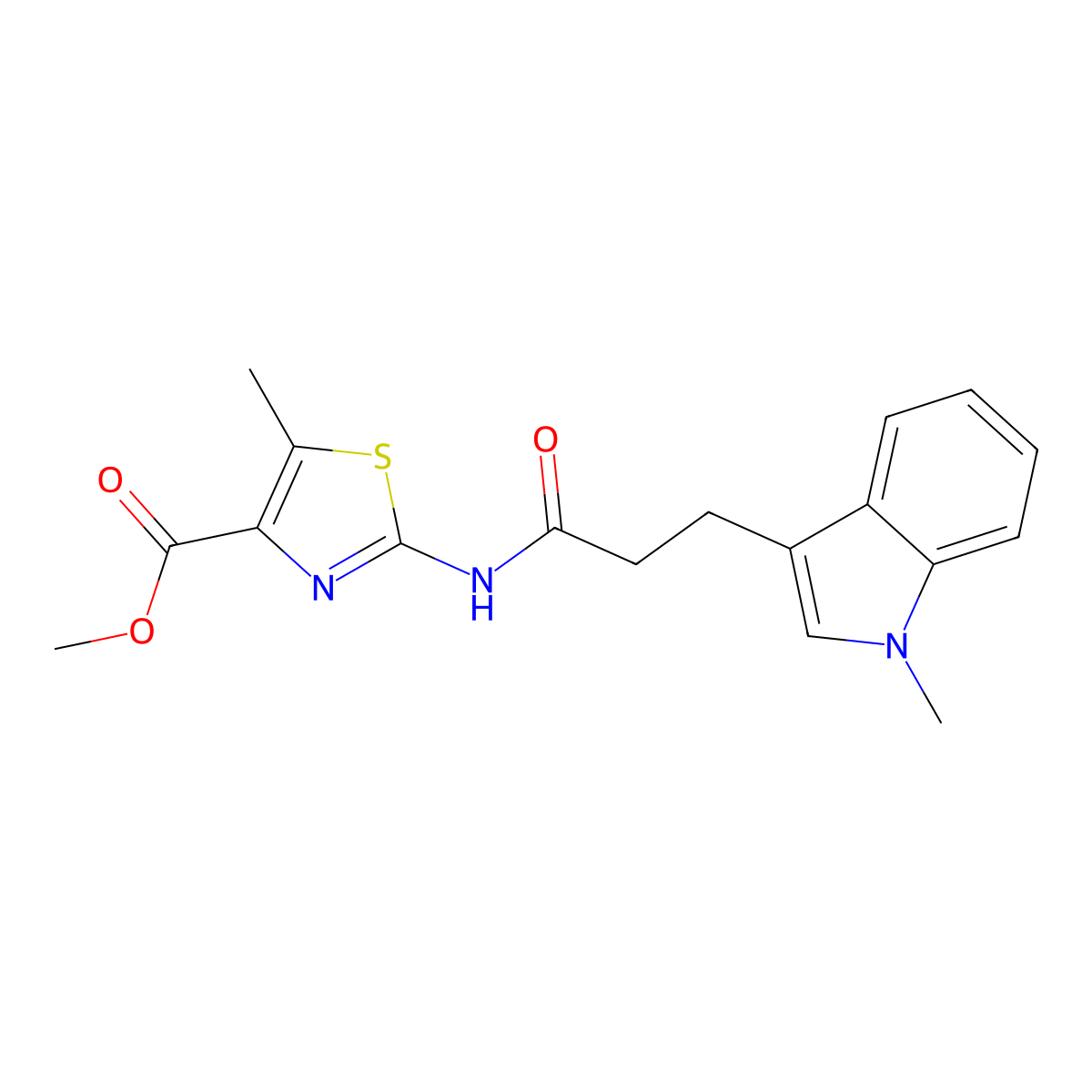 methyl 5-methyl-2-{[3-(1-methyl-1H-indol-3-yl)propanoyl]amino}-1,3-thiazole-4-carboxylate molecular structure, CAS 1401542-46-8