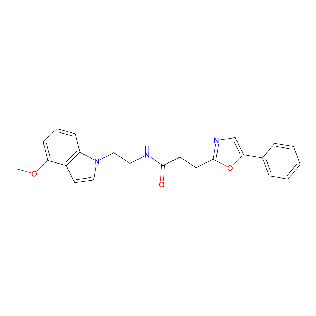 N-[2-(4-methoxy-1H-indol-1-yl)ethyl]-3-(5-phenyl-1,3-oxazol-2-yl)propanamide molecular structure, CAS 1401542-67-3