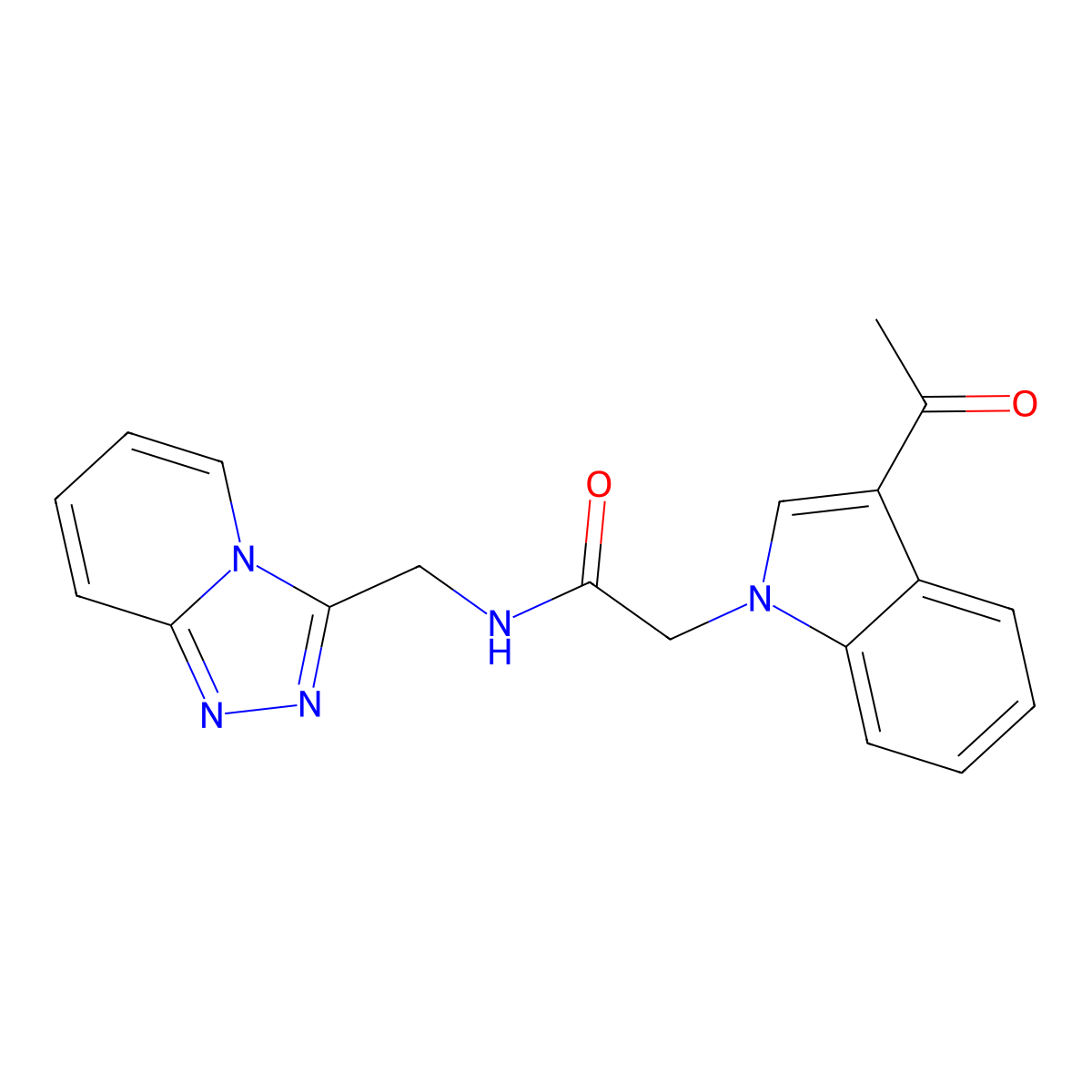 2-(3-acetyl-1H-indol-1-yl)-N-([1,2,4]triazolo[4,3-a]pyridin-3-ylmethyl)acetamide molecular structure, CAS 1401542-71-9