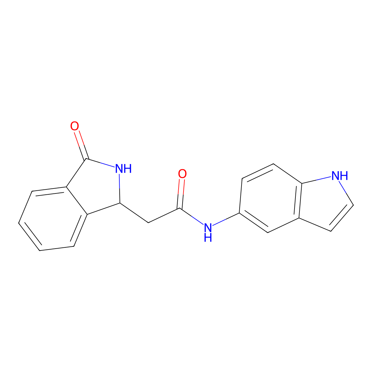 N-(1H-indol-5-yl)-2-(3-oxo-2,3-dihydro-1H-isoindol-1-yl)acetamide molecular structure, CAS 1401542-76-4
