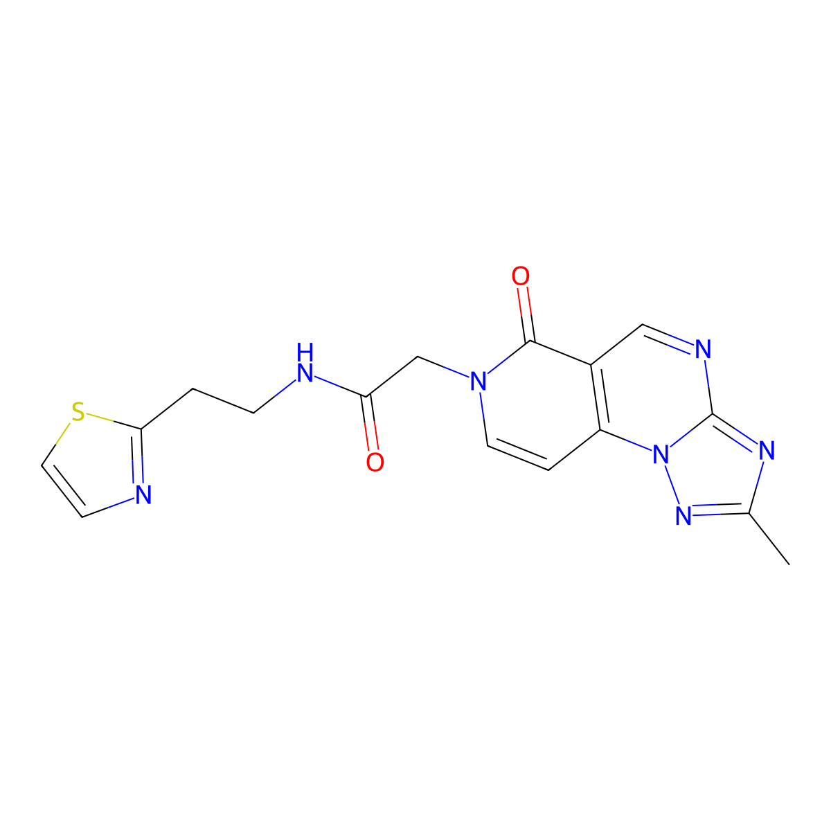 2-(2-methyl-6-oxopyrido[3,4-e][1,2,4]triazolo[1,5-a]pyrimidin-7(6H)-yl)-N-[2-(1,3-thiazol-2-yl)ethyl]acetamide molecular structure, CAS 1401542-87-7