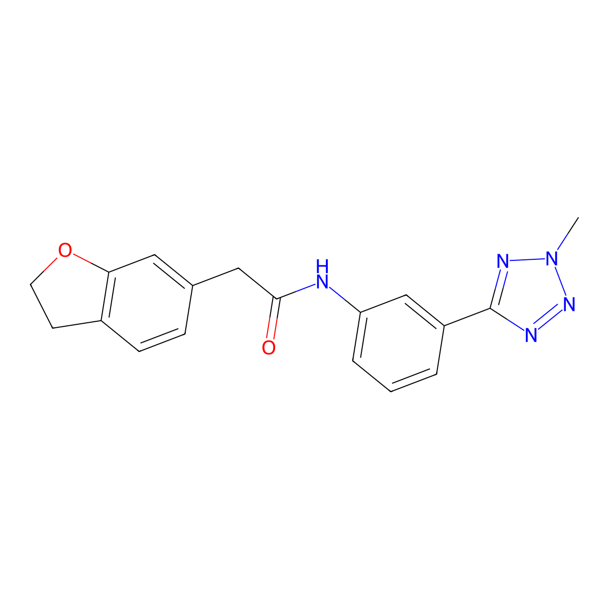 2-(2,3-dihydro-1-benzofuran-6-yl)-N-[3-(2-methyl-2H-tetrazol-5-yl)phenyl]acetamide molecular structure, CAS 1401542-90-2