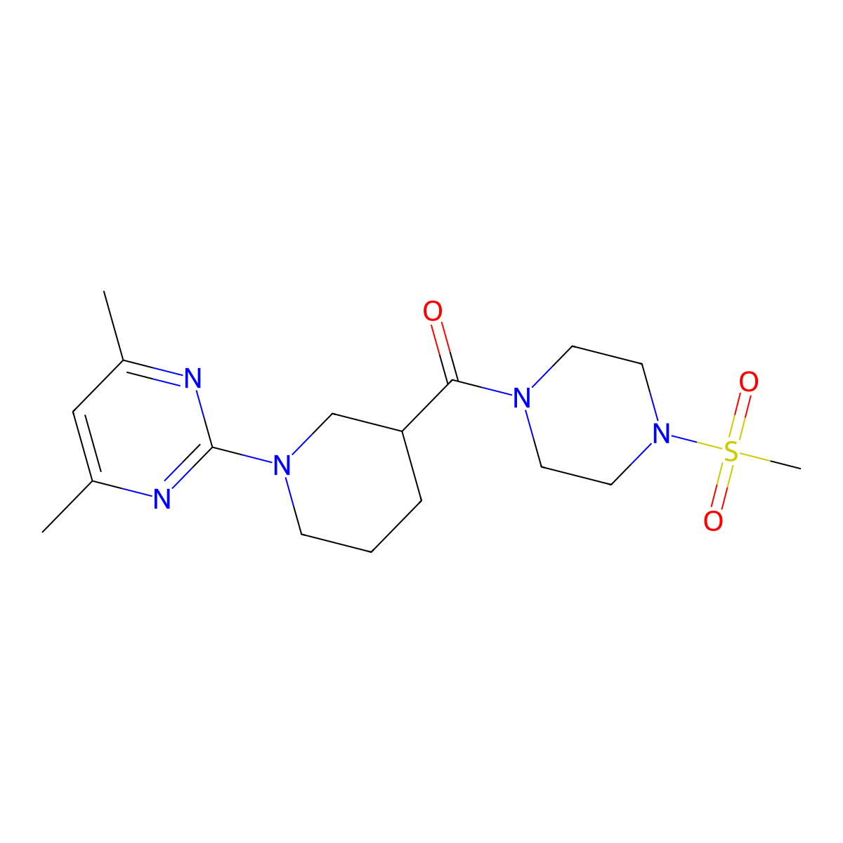 [1-(4,6-Dimethyl-2-pyrimidinyl)-3-piperidyl][4-(methylsulfonyl)piperazino]methanone molecular structure, CAS 1401543-15-4