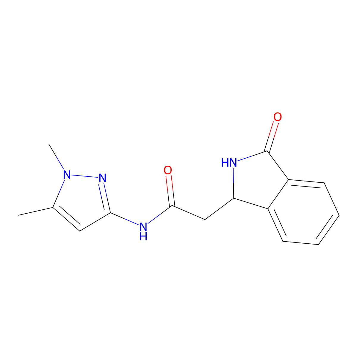N-(1,5-dimethyl-1H-pyrazol-3-yl)-2-(3-oxo-2,3-dihydro-1H-isoindol-1-yl)acetamide molecular structure, CAS 1401543-28-9