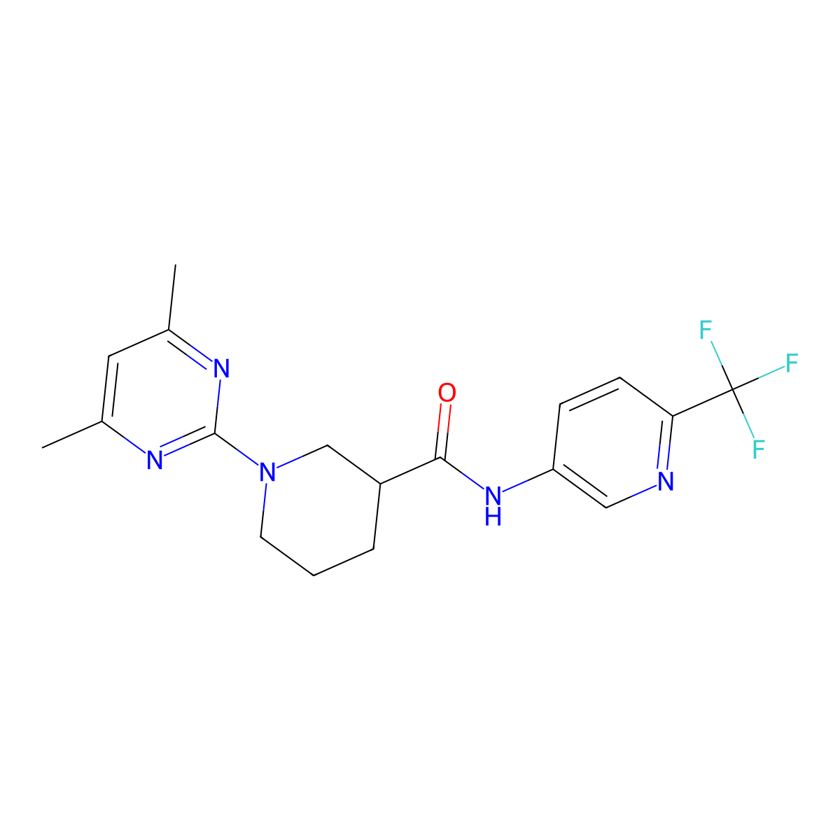 1-(4,6-dimethylpyrimidin-2-yl)-N-[6-(trifluoromethyl)pyridin-3-yl]piperidine-3-carboxamide molecular structure, CAS 1401543-41-6