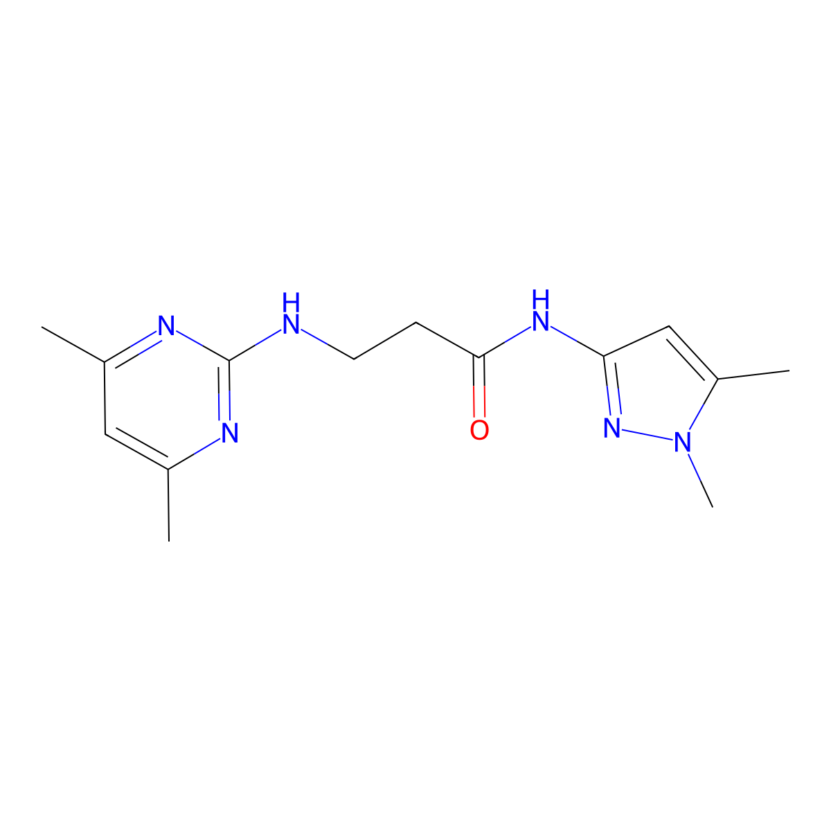 N-(1,5-dimethyl-1H-pyrazol-3-yl)-N~3~-(4,6-dimethylpyrimidin-2-yl)-beta-alaninamide molecular structure, CAS 1401543-50-7