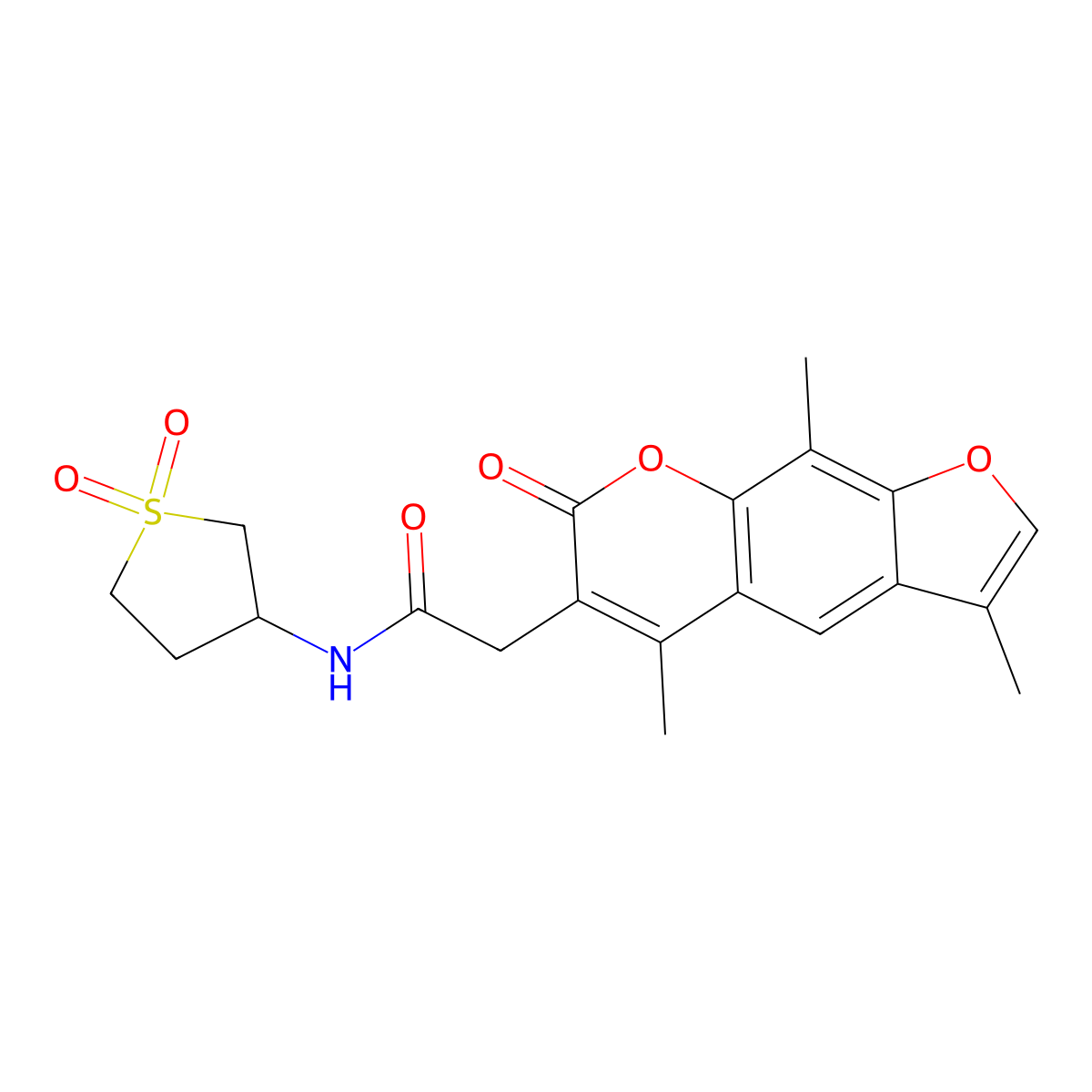 N-(1,1-dioxidotetrahydrothiophen-3-yl)-2-(3,5,9-trimethyl-7-oxo-7H-furo[3,2-g]chromen-6-yl)acetamide molecular structure, CAS 1401543-60-9