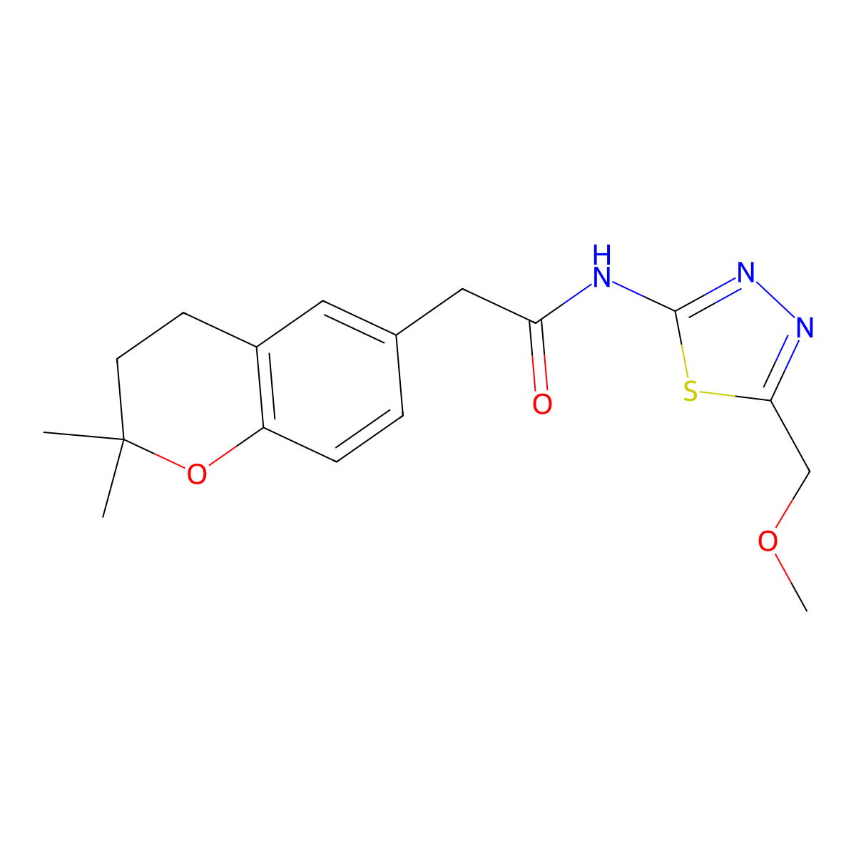 2-(2,2-dimethylchroman-6-yl)-N-(5-(methoxymethyl)-1,3,4-thiadiazol-2-yl)acetamide molecular structure, CAS 1401543-70-1