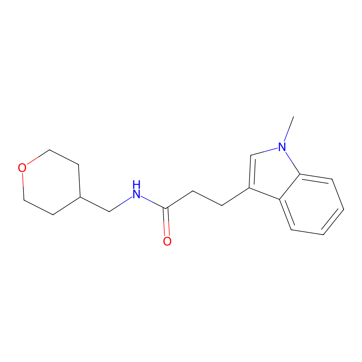 3-(1-methyl-1H-indol-3-yl)-N-(tetrahydro-2H-pyran-4-ylmethyl)propanamide molecular structure, CAS 1401543-89-2