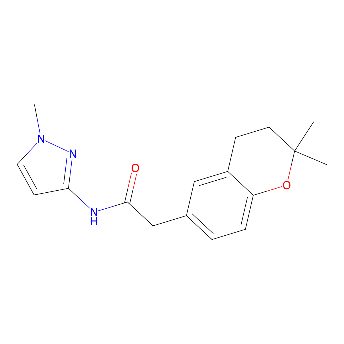2-(2,2-dimethyl-3,4-dihydro-2H-chromen-6-yl)-N-(1-methyl-1H-pyrazol-3-yl)acetamide molecular structure, CAS 1401543-90-5