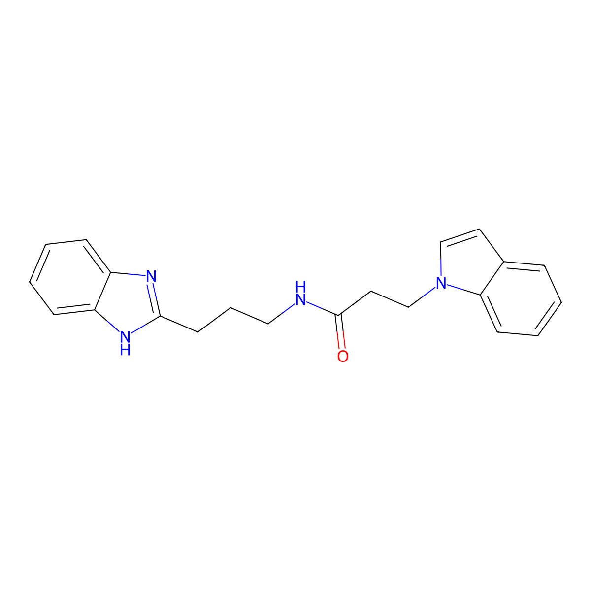 N-[3-(1H-benzimidazol-2-yl)propyl]-3-(1H-indol-1-yl)propanamide molecular structure, CAS 1401543-91-6