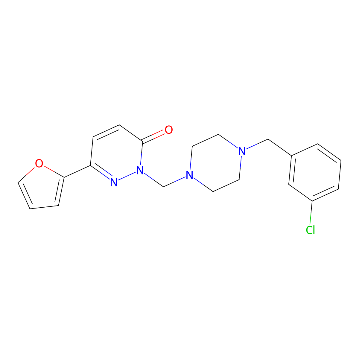 2-{[4-(3-chlorobenzyl)piperazin-1-yl]methyl}-6-(furan-2-yl)pyridazin-3(2H)-one molecular structure, CAS 1401544-04-4