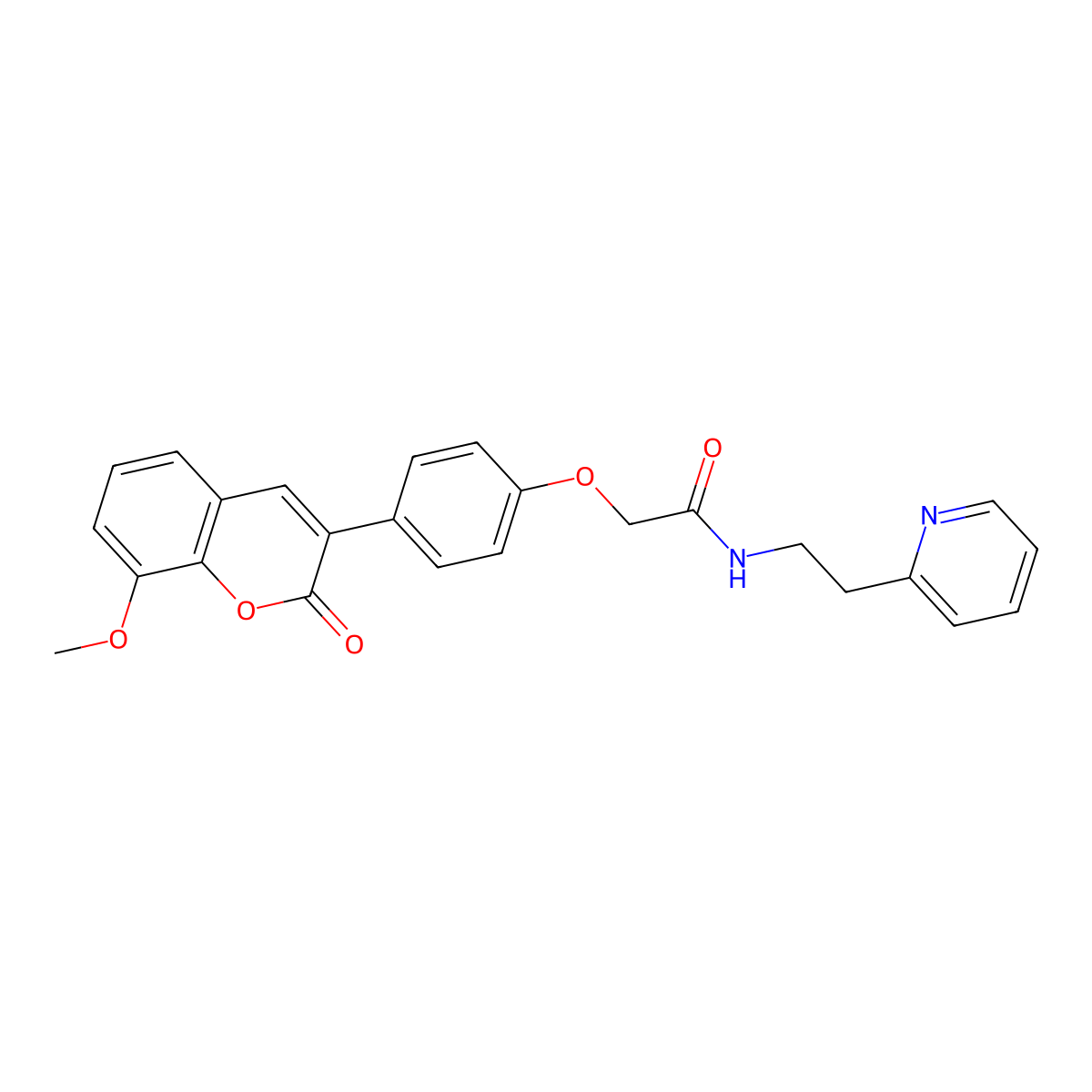 2-[4-(8-methoxy-2-oxo-2H-chromen-3-yl)phenoxy]-N-[2-(2-pyridyl)ethyl]acetamide molecular structure, CAS 1401544-09-9
