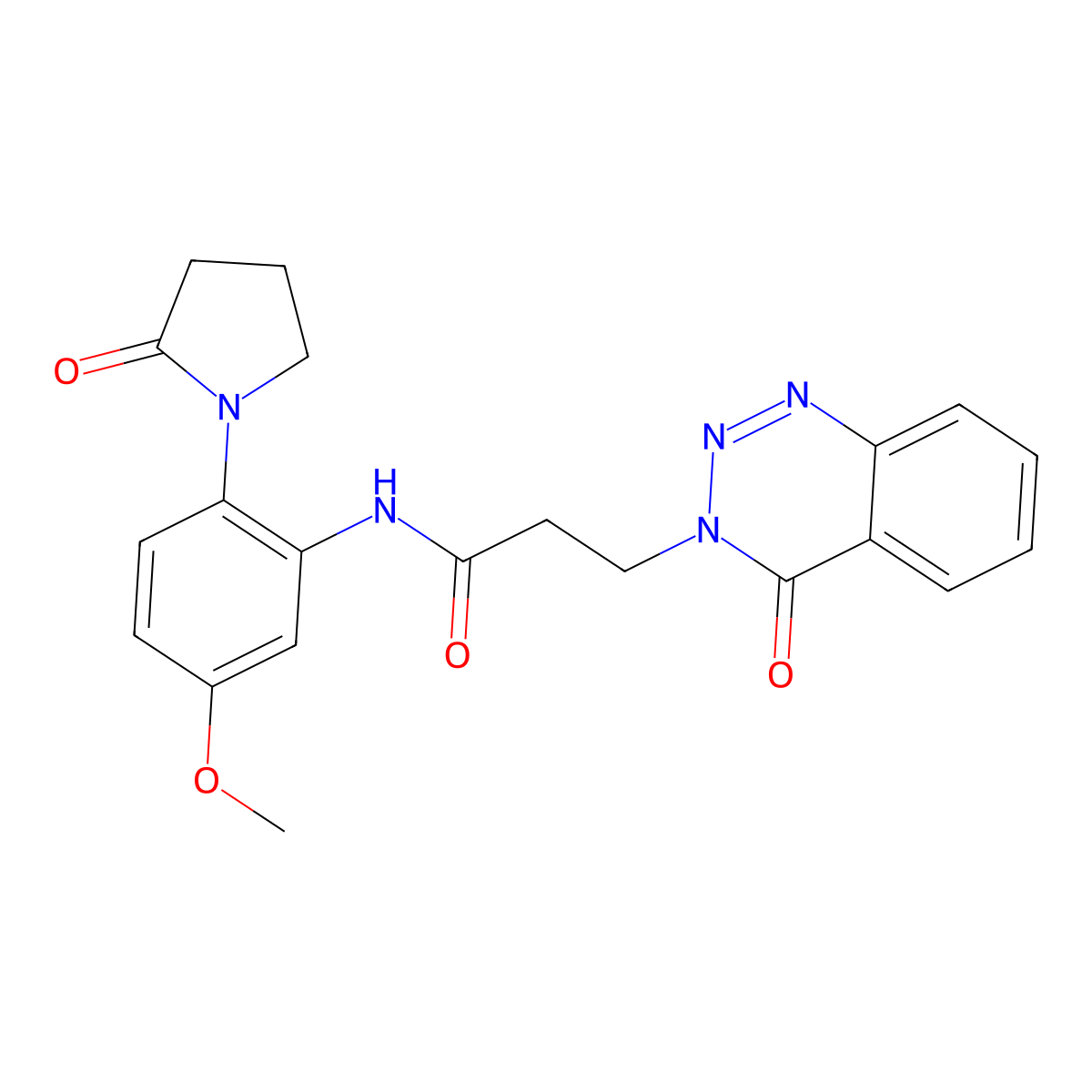 N-[5-methoxy-2-(2-oxopyrrolidin-1-yl)phenyl]-3-(4-oxo-1,2,3-benzotriazin-3(4H)-yl)propanamide molecular structure, CAS 1401544-27-1