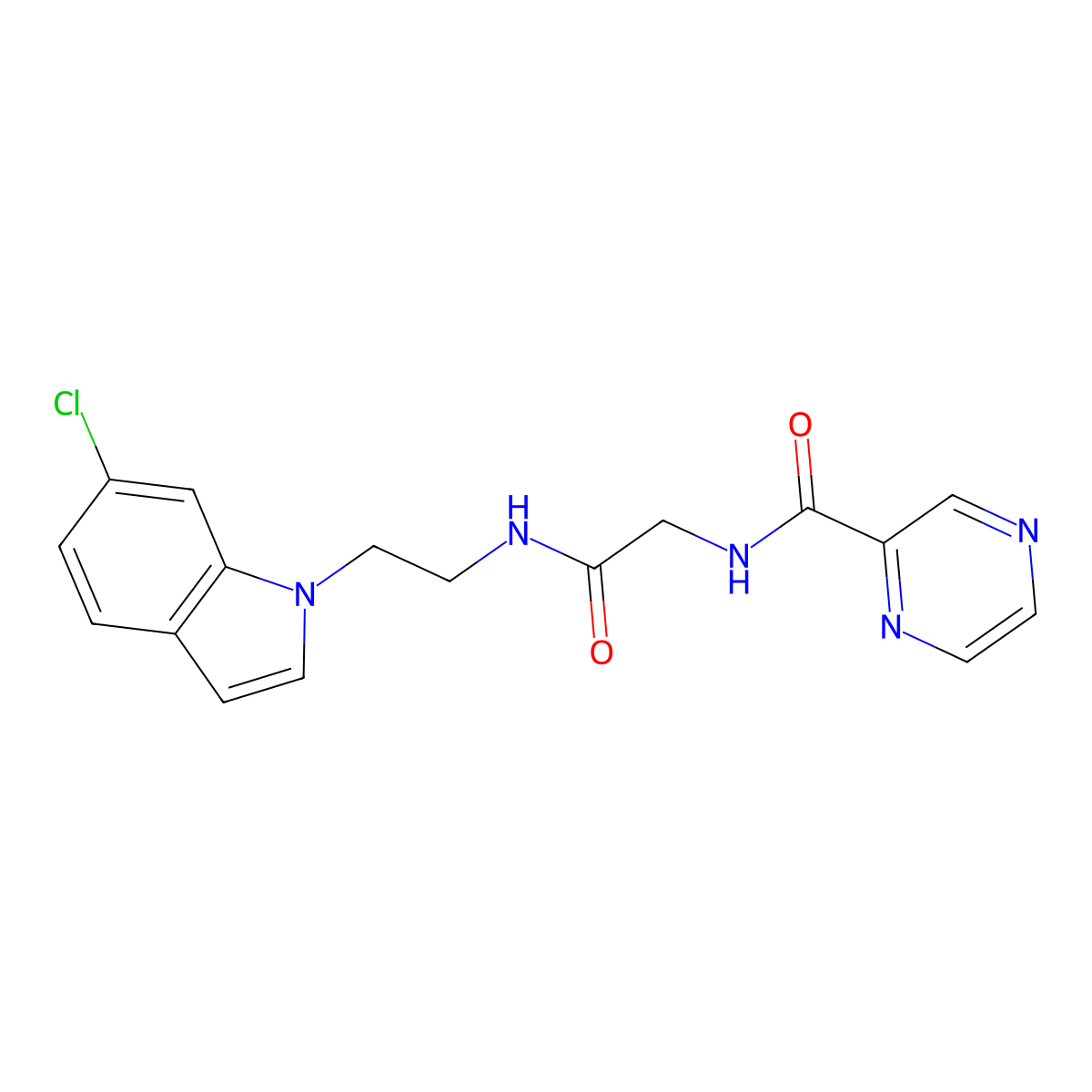 N-(2-{[2-(6-chloro-1H-indol-1-yl)ethyl]amino}-2-oxoethyl)-2-pyrazinecarboxamide molecular structure, CAS 1401544-47-5