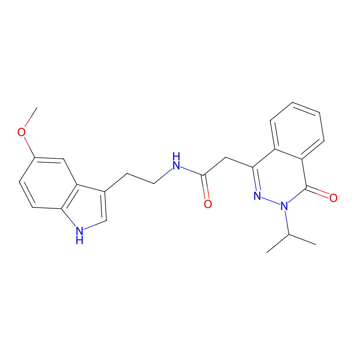 N-[2-(5-methoxy-1H-indol-3-yl)ethyl]-2-[4-oxo-3-(propan-2-yl)-3,4-dihydrophthalazin-1-yl]acetamide molecular structure, CAS 1401544-55-5