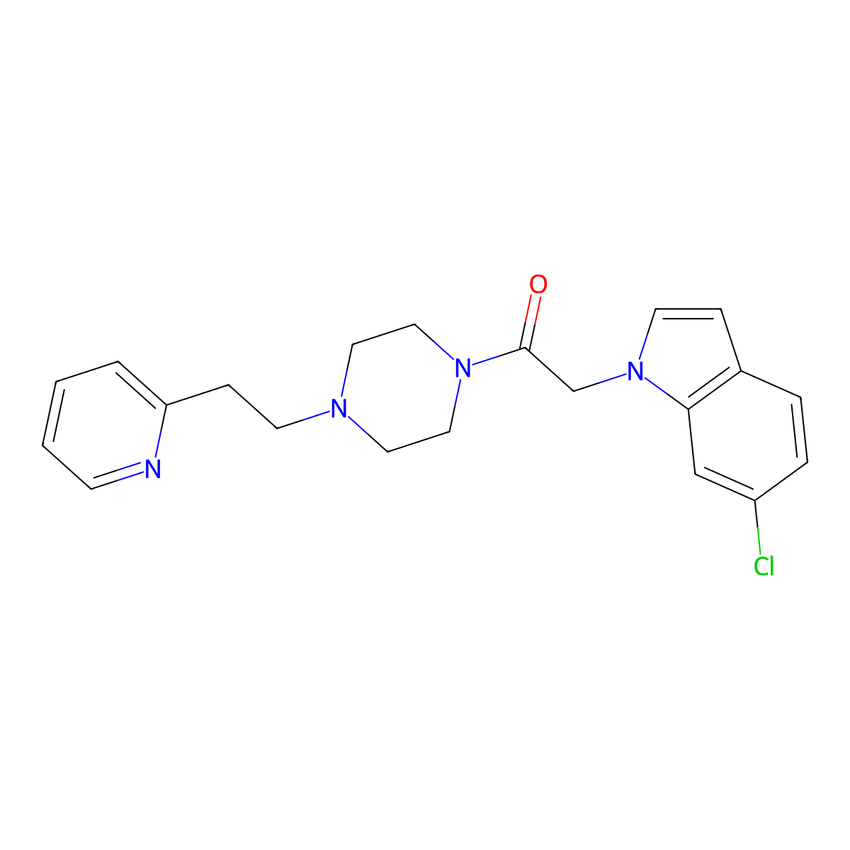 2-(6-chloro-1H-indol-1-yl)-1-{4-[2-(2-pyridyl)ethyl]piperazino}-1-ethanone molecular structure, CAS 1401544-58-8